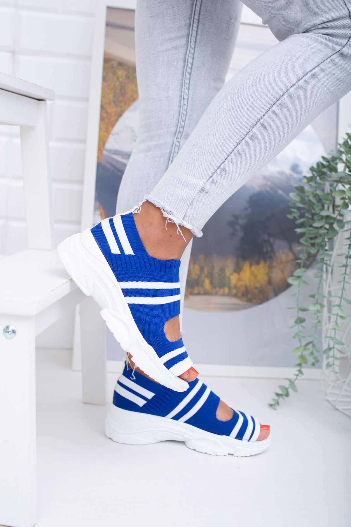 Hera Lacivert  Beyaz Triko Kadın Spor Ayakkabı