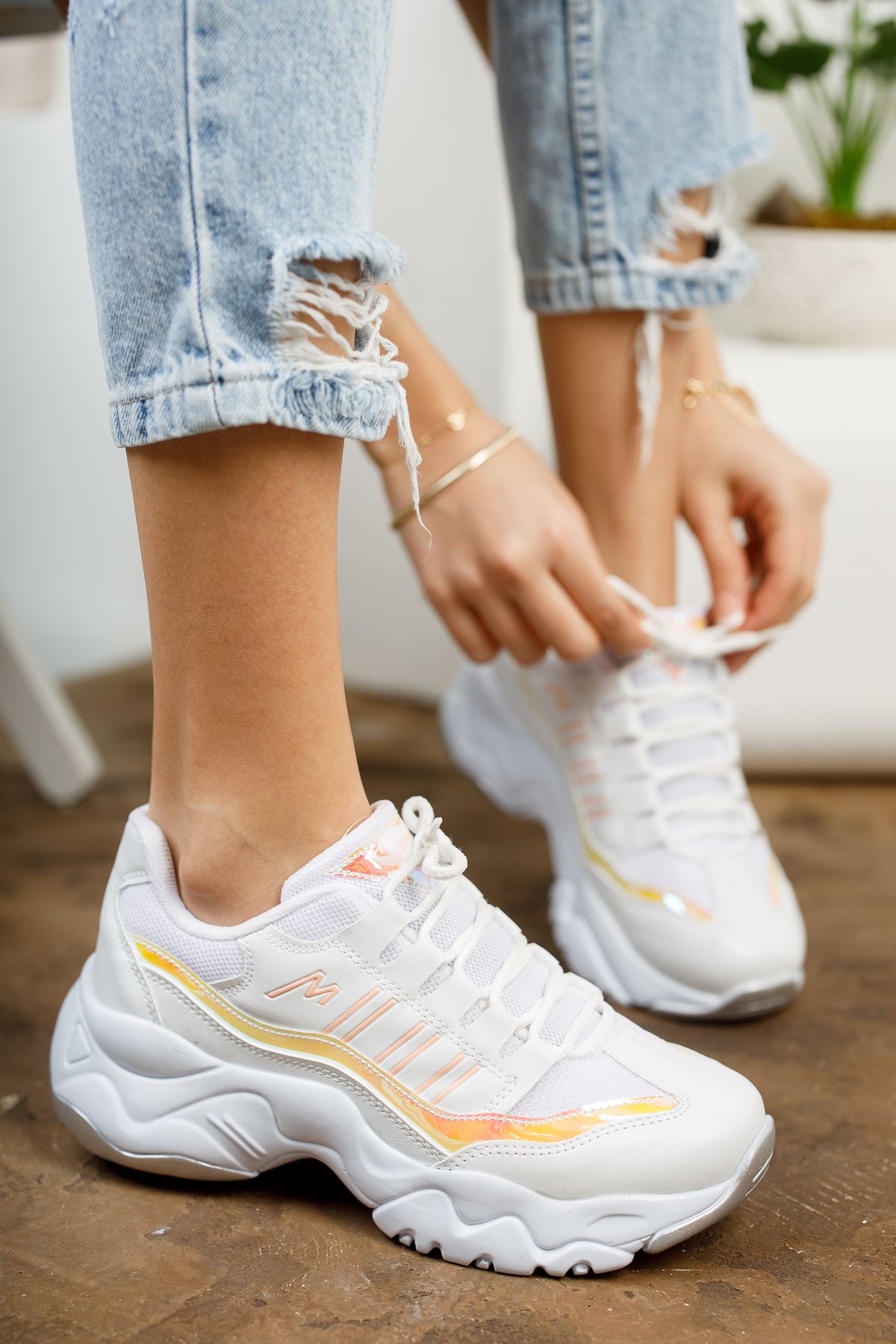 Dorşin Beyaz-Orange Kadın Spor Ayakkabı