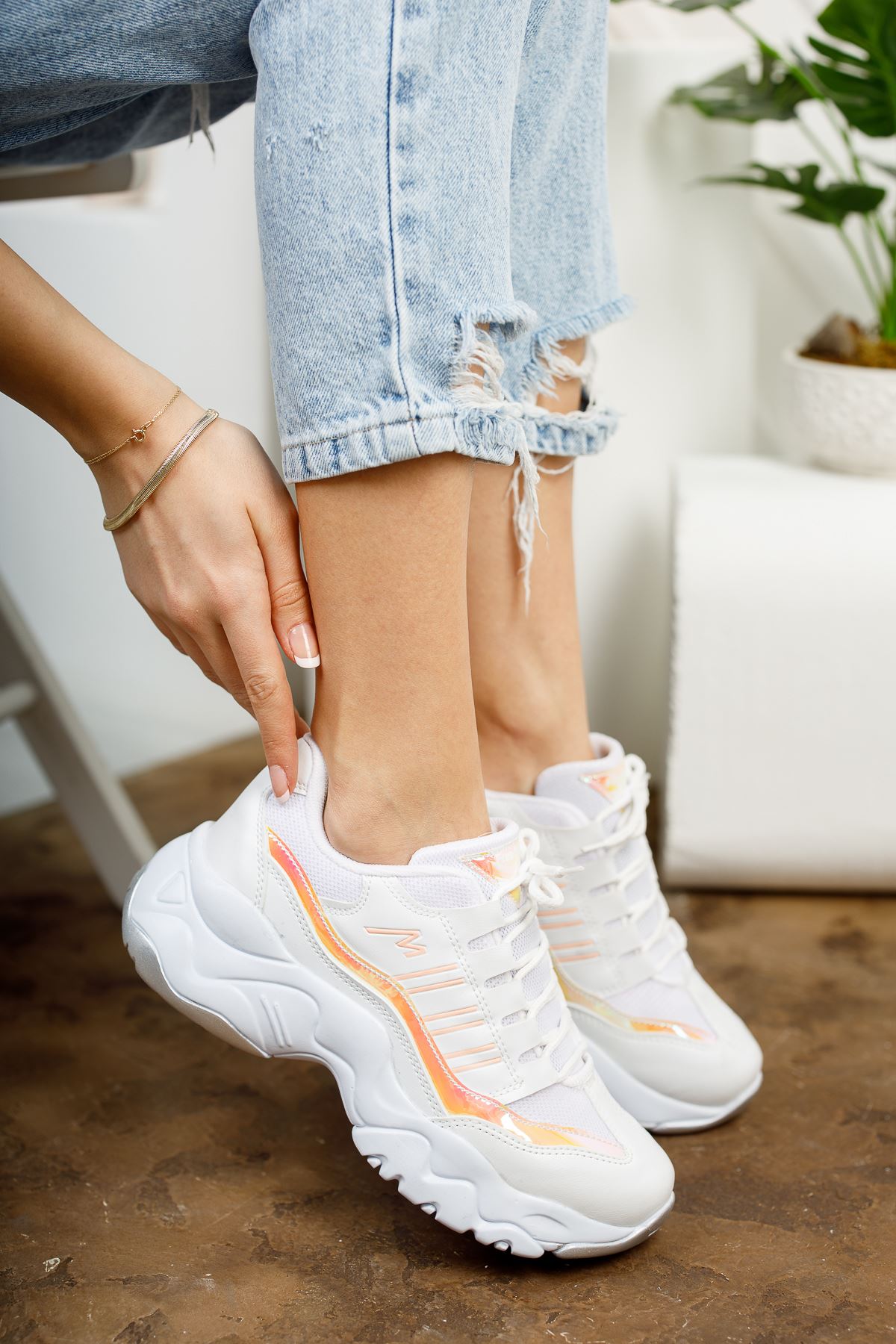 Dorşin Beyaz-Orange Kadın Spor Ayakkabı