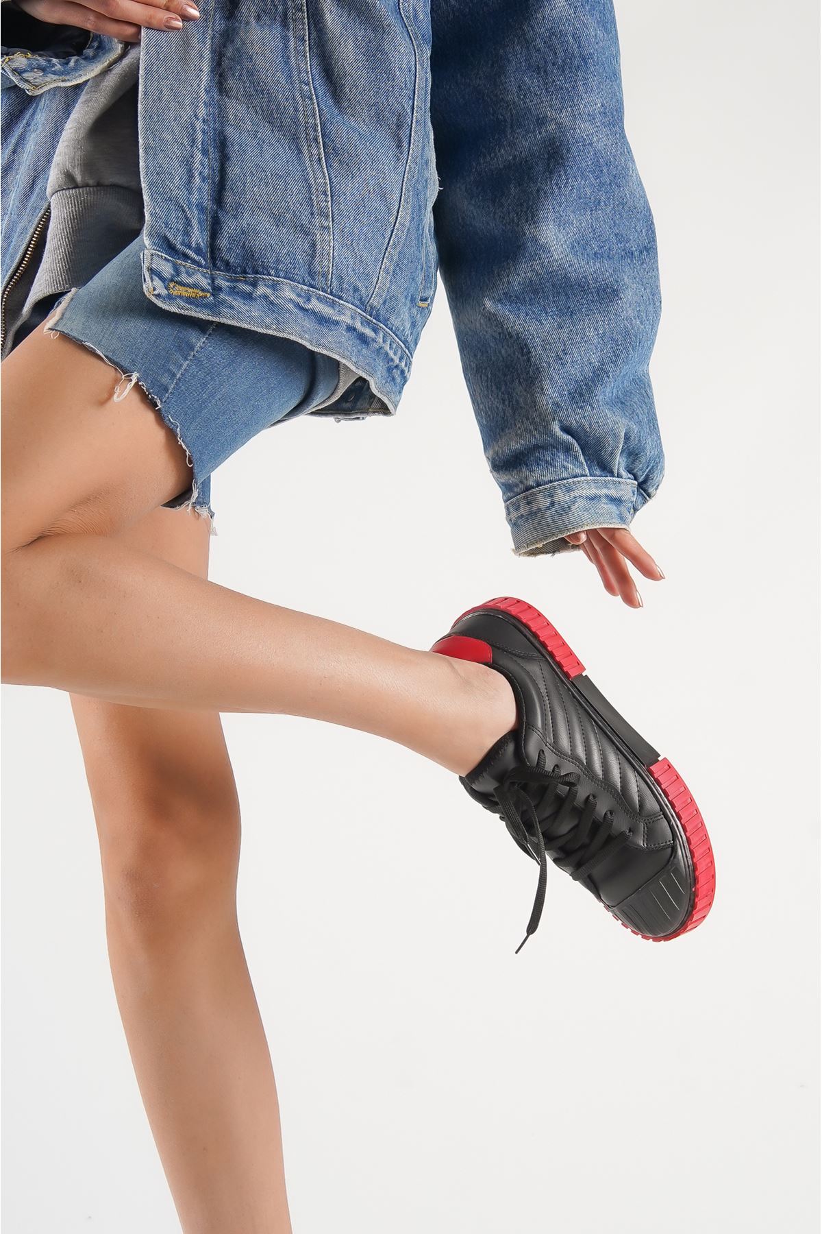 Ethereum Siyah Kırmızı Kadın Spor Ayakkabı