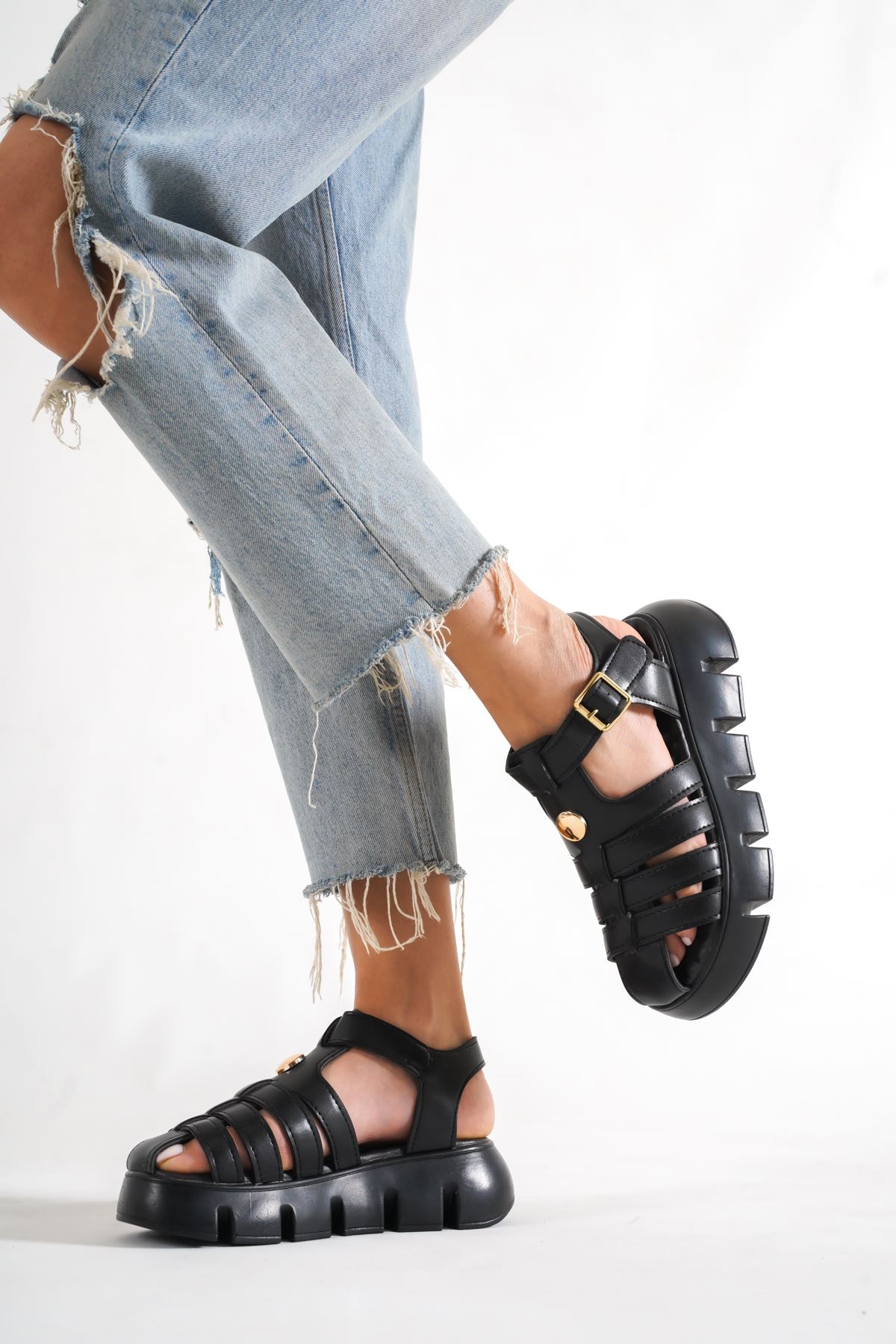 Giovanna Kadın Siyah Tokalı Sandalet