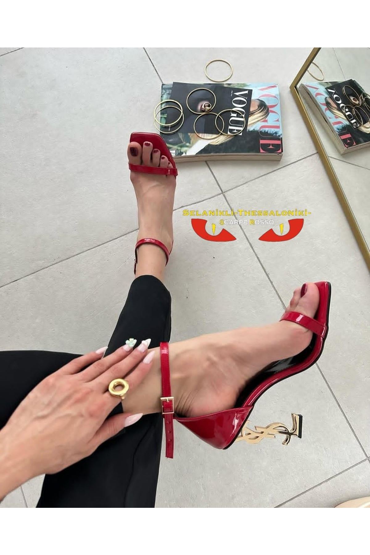   PRINCESS  METAL YÜKSEK TOPUKLU KIRMIZI ZARİF TEK BANT