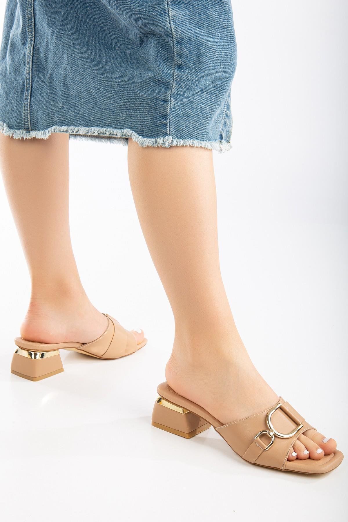 ares Nude Cilt Topuklu Terlik 