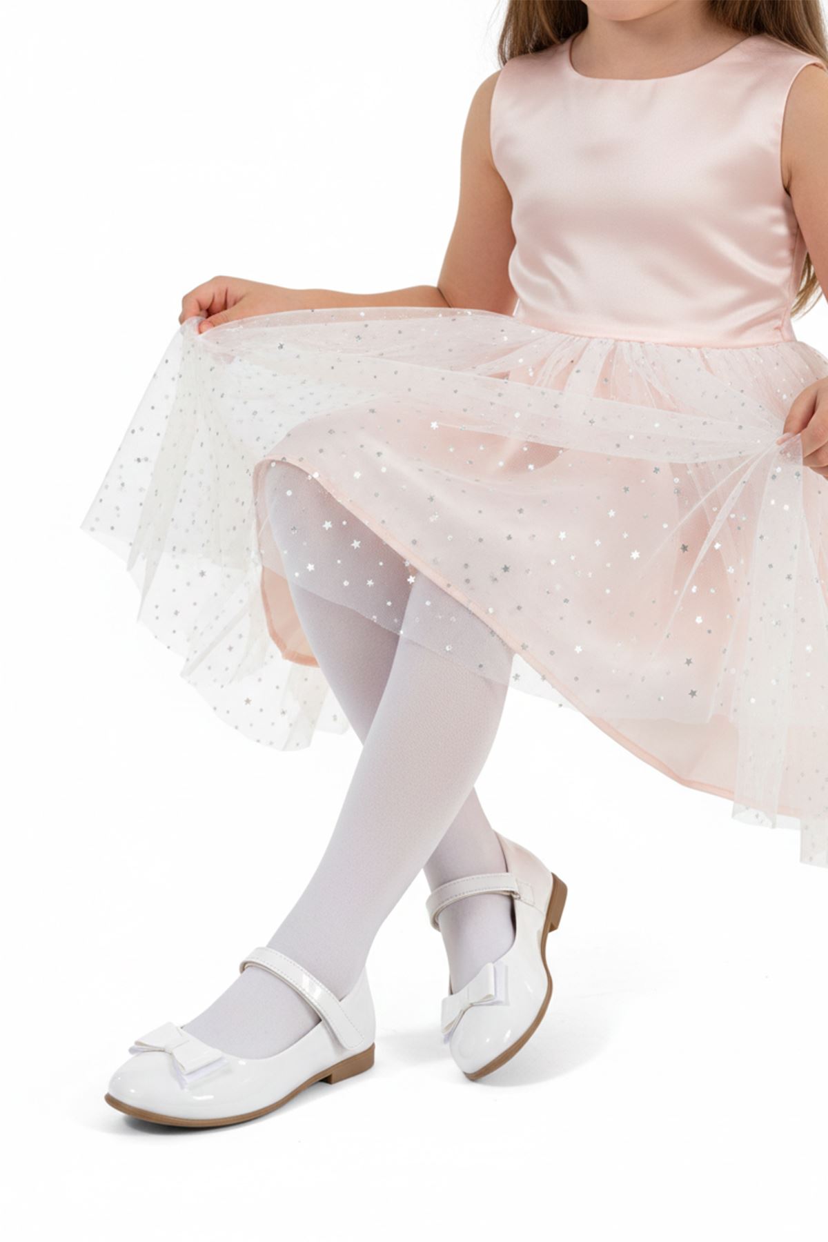 Ariel Kız Çocuk Bebek Beyaz Rugan Babet Ayakkabı