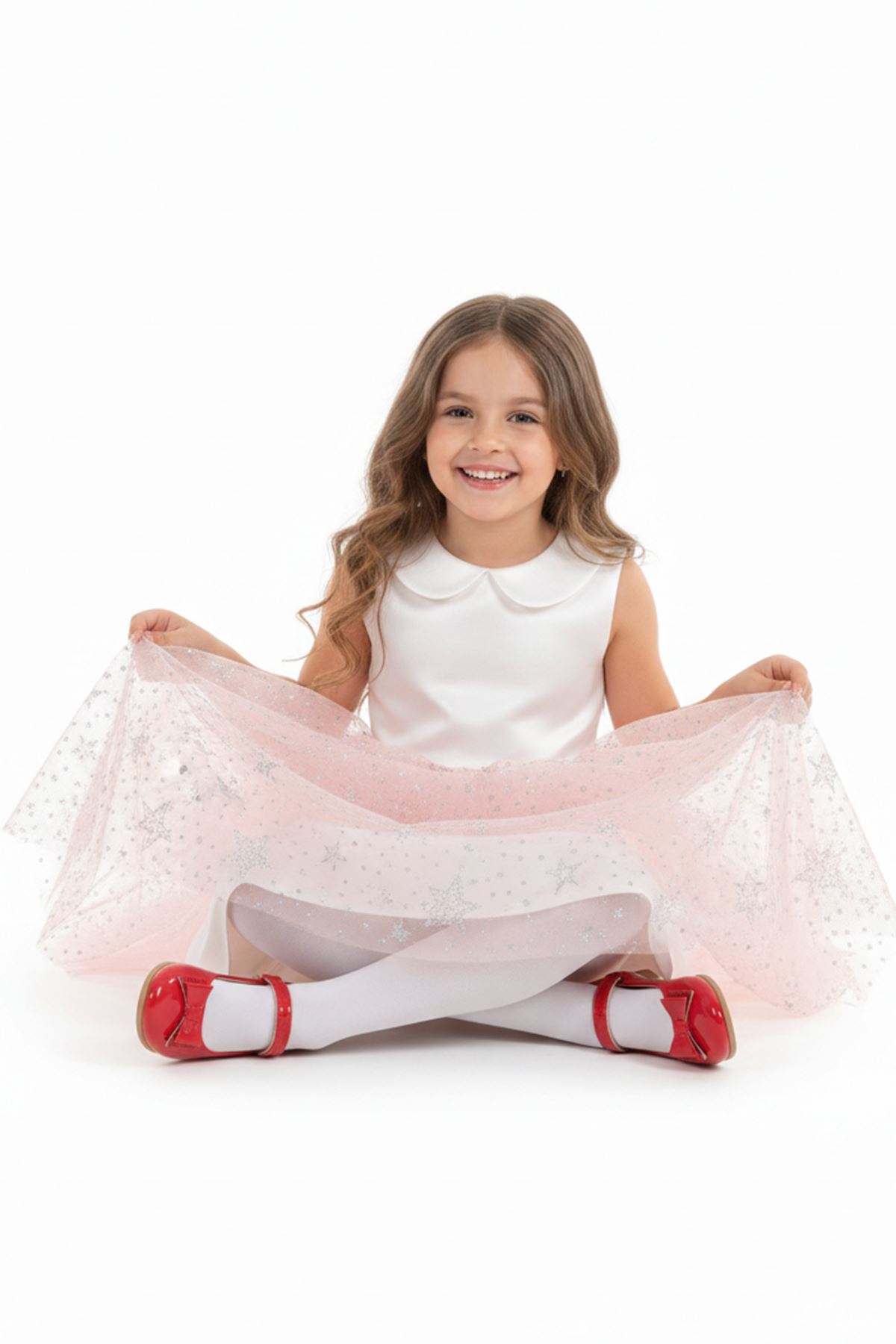 Ariel Kırmızı Taşlı Cırtlı Kız Çocuk Fiyonklu Babet Ayakkabı 