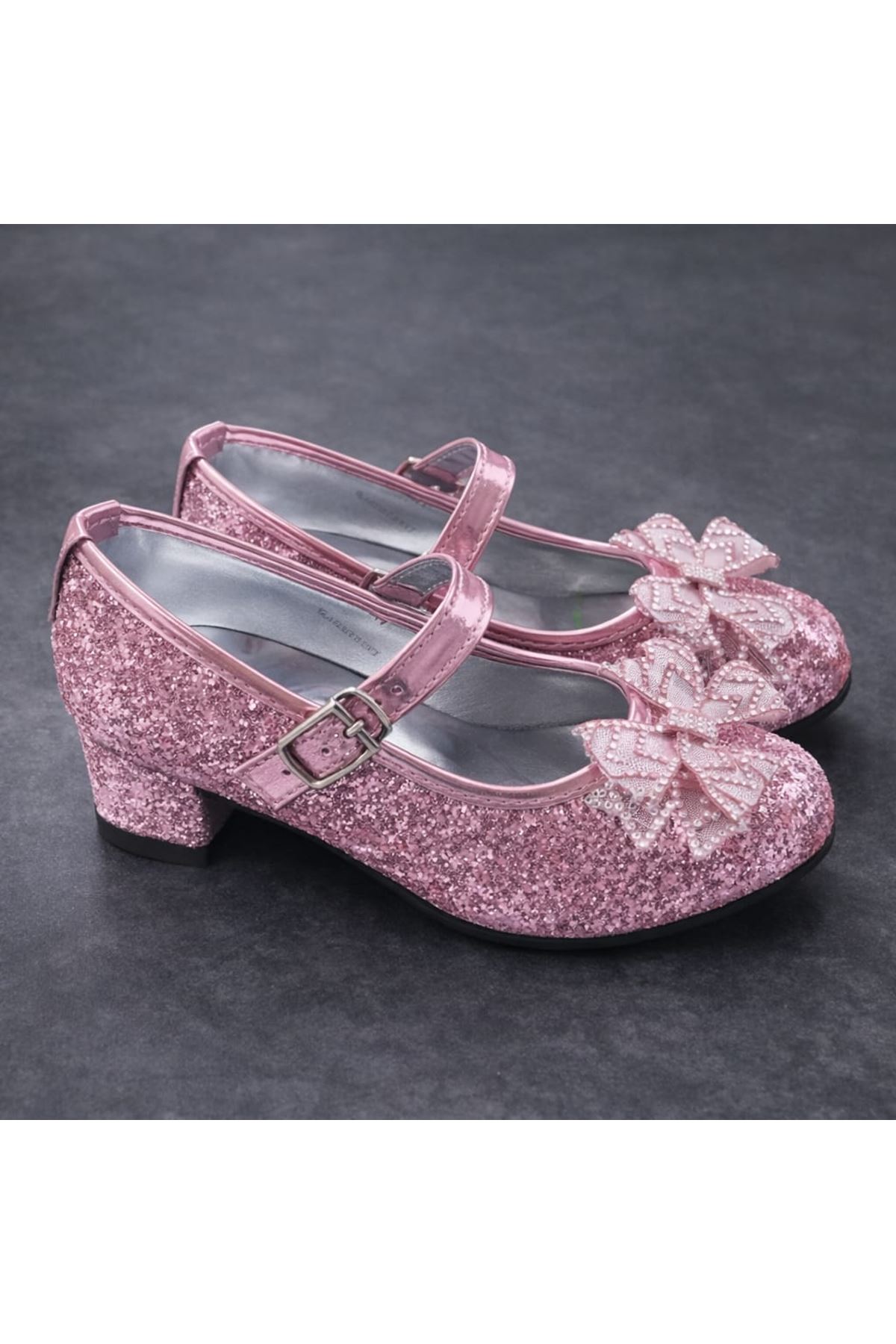 Luna  Fiyonklu Çocuk Topuklu Ayakkabı, Çocuk Abiye Ayakkabı
