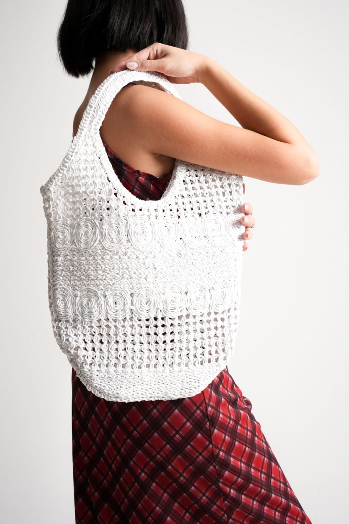 Amida Beyaz Kadın Triko Çanta