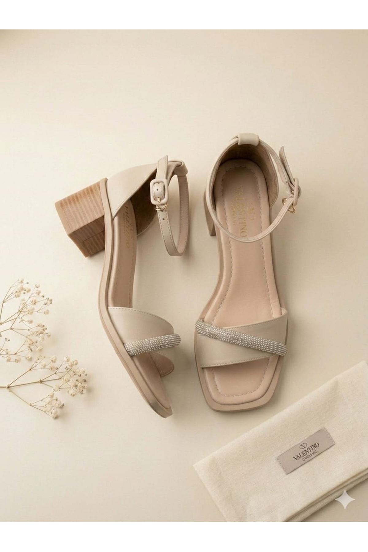  Ten Taşlı Kadın Topuklu Ayakkabı