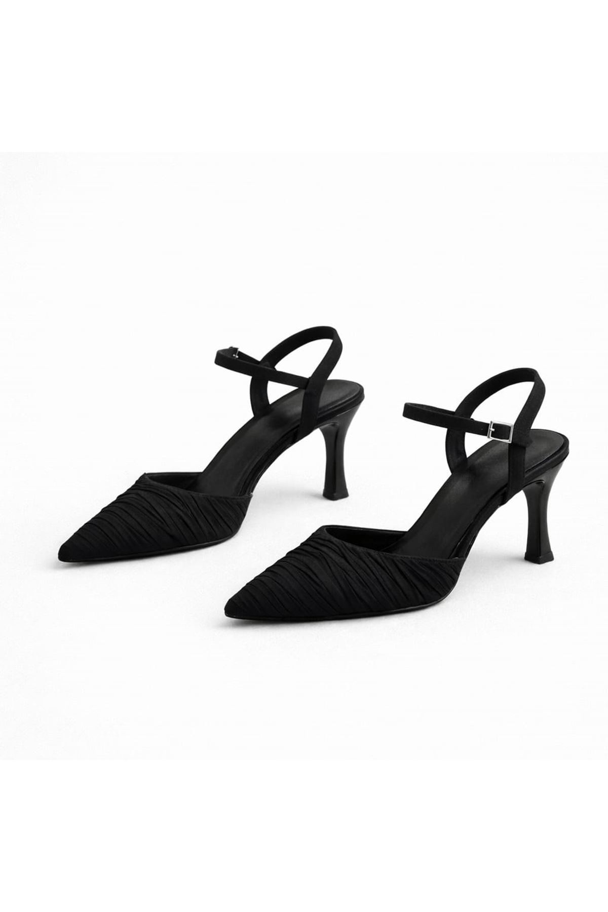 Tuta Kadın Saten Kırışık Deri Topuklu Kadın Ayakkabı