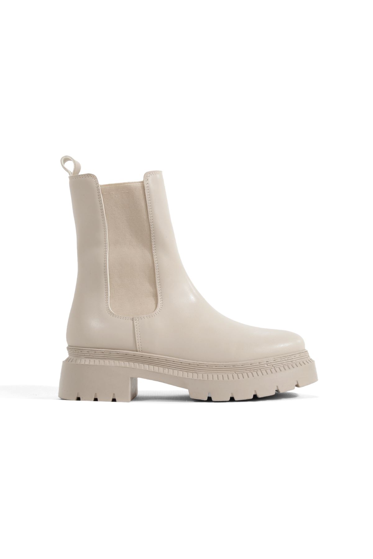 Lina  Kadın Bej Lastikli Cilt Bilekli Orta Boy  Bot  