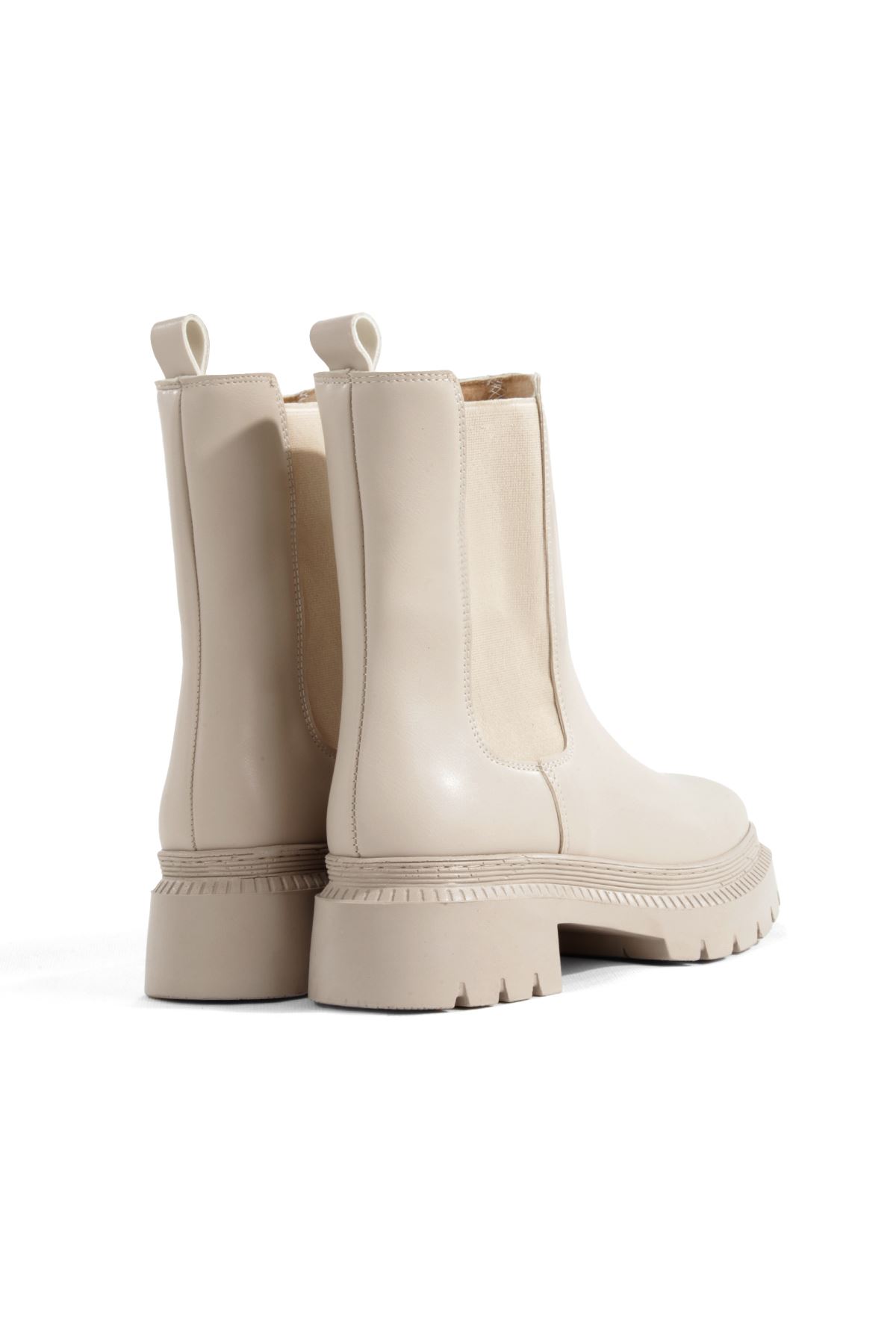 Lina  Kadın Bej Lastikli Cilt Bilekli Orta Boy  Bot  