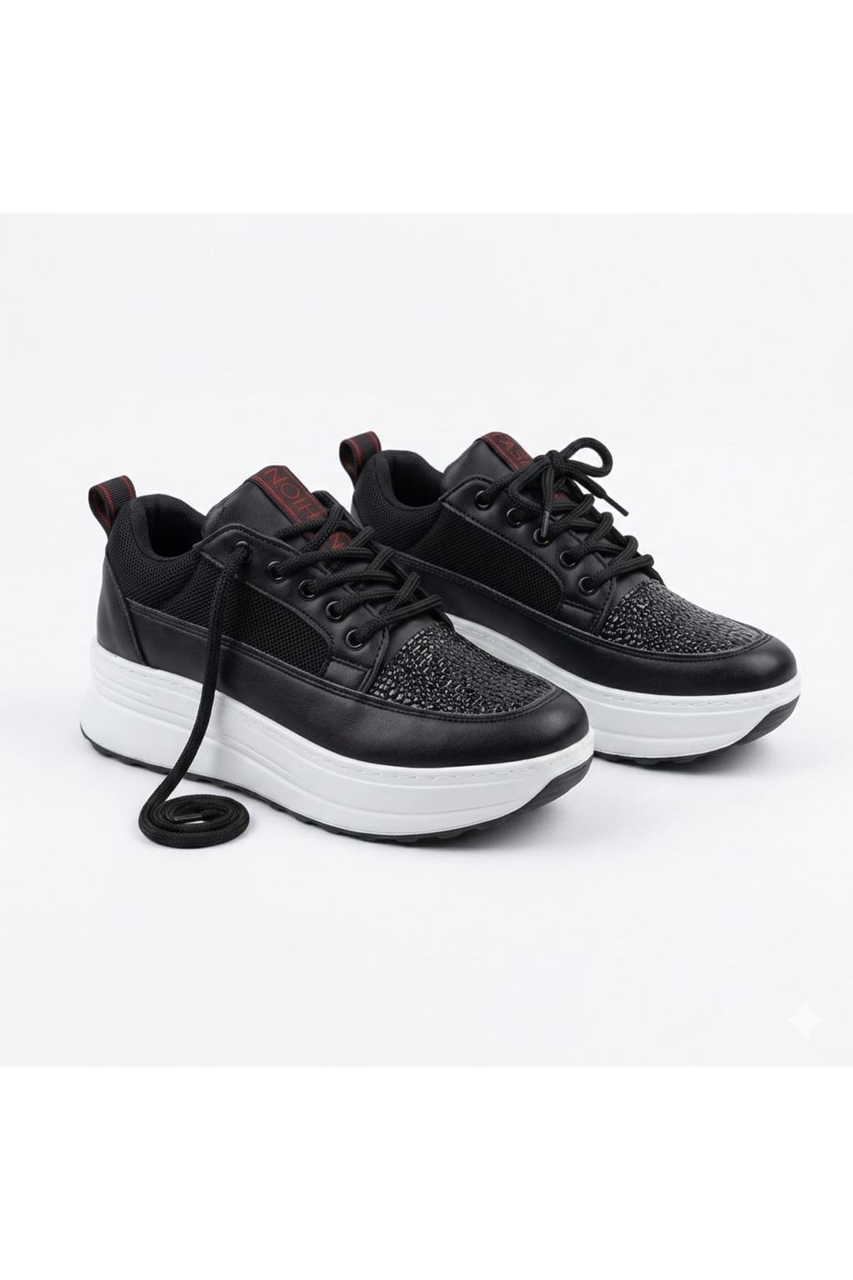 Oneo Siyah Beyaz Kadın Spor Ayakkabı A-1