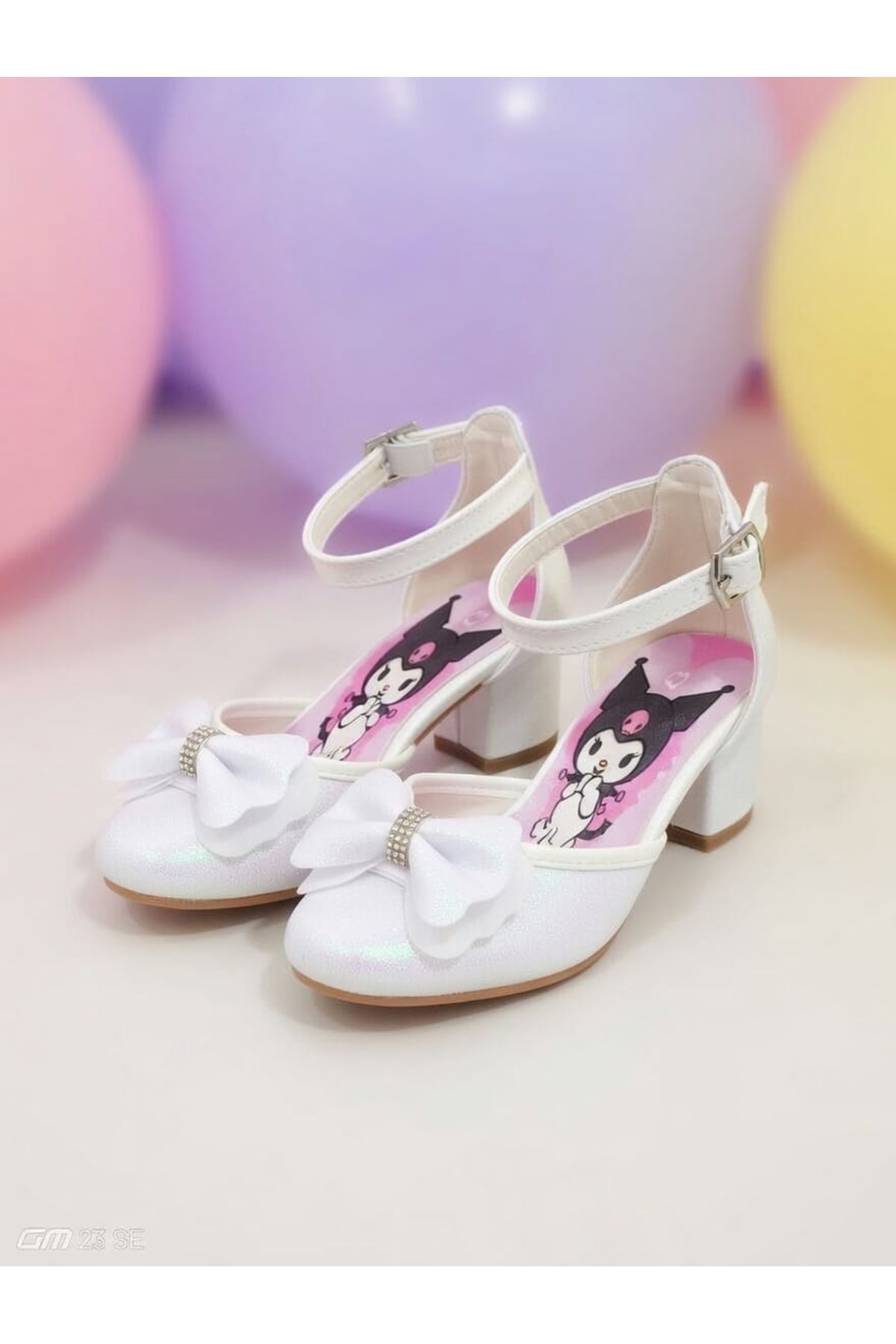 Prenses Kız Çocuk Kromi Baskılı Topuklu Ayakkabı, Simli,Fiyonklu,Abiye Ayakkabı
