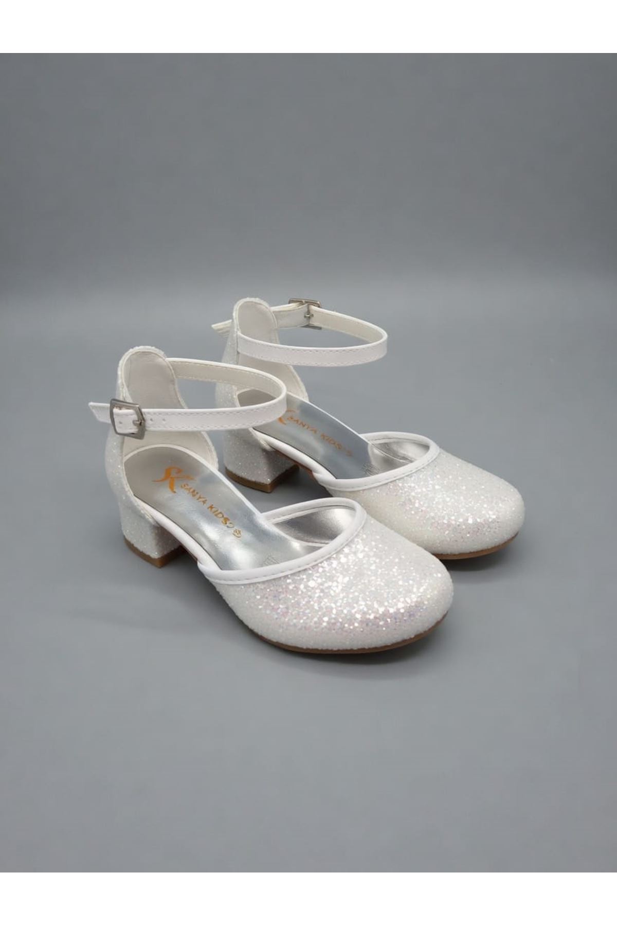 NİNELLA Sedef Parlak Simli Kız Çocuk Topuklu Ayakkabı