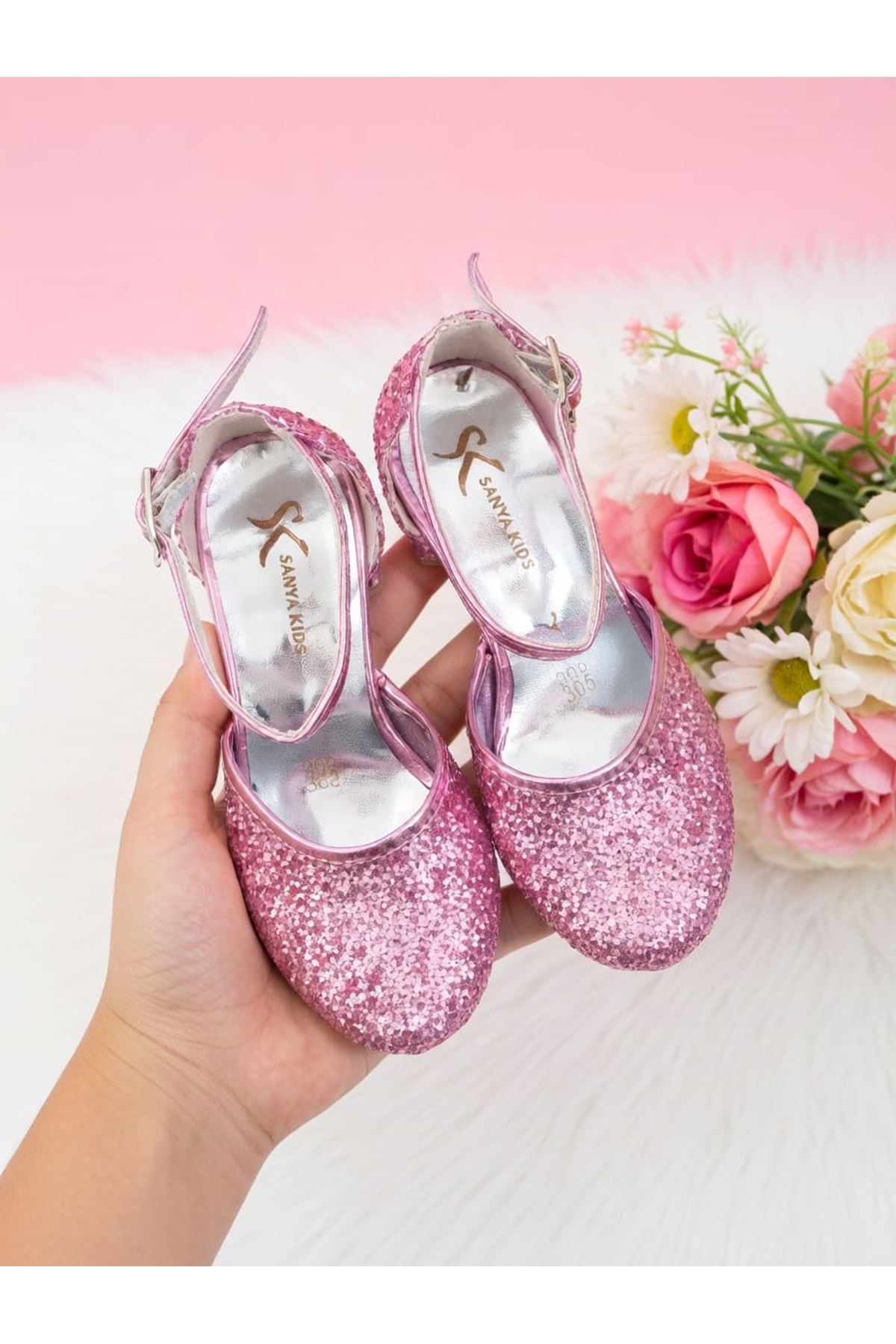 NİNELLA  Pembe Işıltılı Kız Çocuk Topuklu Ayakkabı