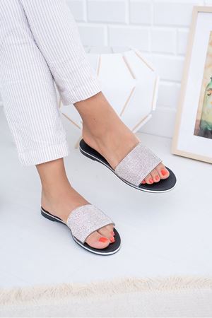 Sise  Gümüş Siyah Kadın Terlik  A-3