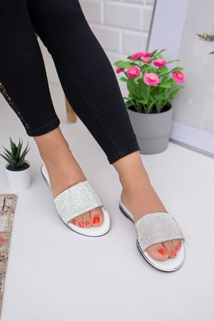 Sise  Gümüş Beyaz  Kadın Terlik   A-3 