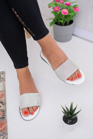 Sise  Gümüş Beyaz  Kadın Terlik   A-3 