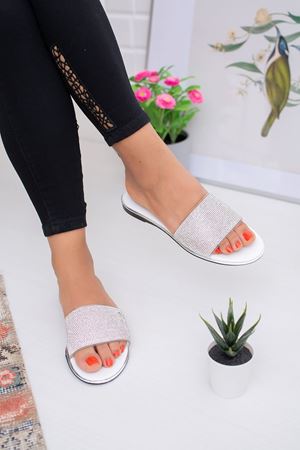 Sise  Gümüş Beyaz  Kadın Terlik   A-3 