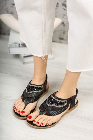 Beybun Siyah Parmak Arası Kadın Sandalet  