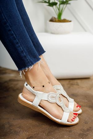 İlon Beyaz Kadın Sandalet  B-2