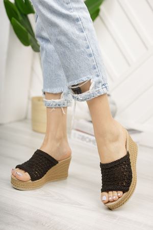 Lotus Lüks Siyah Dantel Terlik   C-3