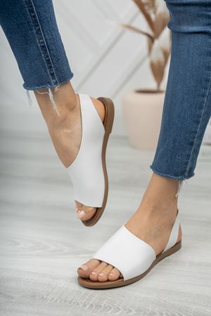 Amaur Hakiki Deri Beyaz  Sandalet   A-4