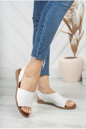Amaur Hakiki Deri Beyaz  Sandalet   A-4