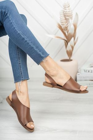 Amaur Hakiki Deri Kahverengi Sandalet   A-4