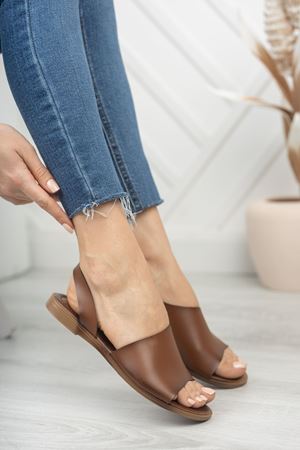 Amaur Hakiki Deri Kahverengi Sandalet   A-4