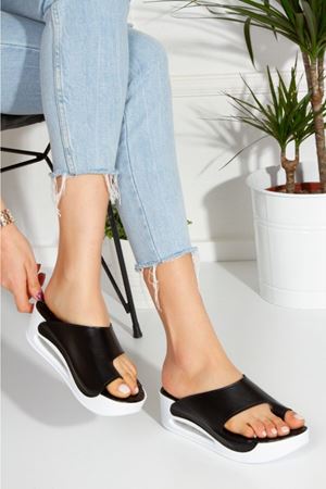 Tools Siyah Balon Taban Kadın Terlik   E-2