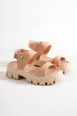 Vancovver  Kadın Vizon Mat Deri Cırtlı Tokalı Sandalet