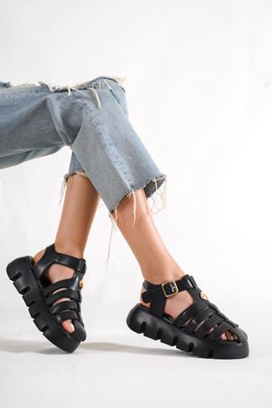 Giovanna Kadın Siyah Tokalı Sandalet  A-3