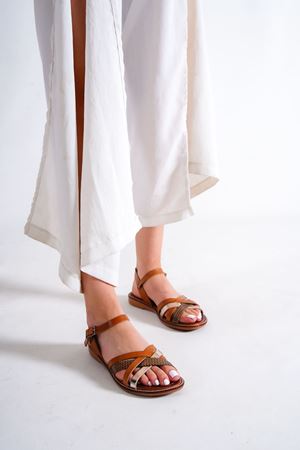 TULİPE Hakiki Kahverengi Kadın Günlük Sandalet   C-1