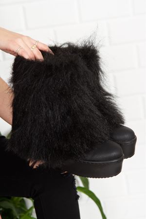 MİSSİ Yüksek Taban Tüylü Siyah Kadın Bot 
