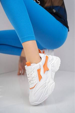 Seyran Turuncu  Beyaz Kadın Sneaker 