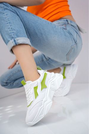 Seyran Yeşil  Beyaz Kadın Sneaker 
