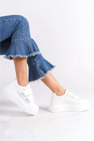Tijda Beyaz Cırtlı Kadın Sneaker