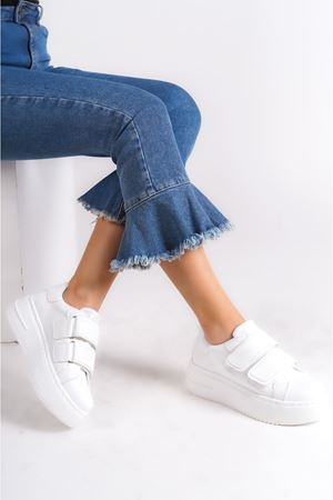 Tijda Beyaz Cırtlı Kadın Sneaker