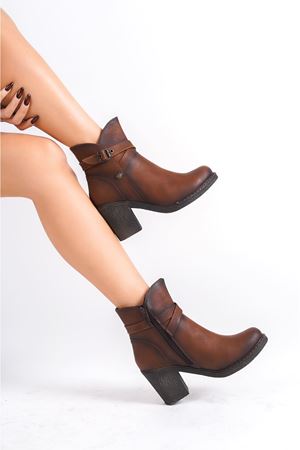  Wegaw Taba Kemerli Rahat  Yüksek Topuk Kadın Bot