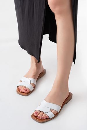 LUPPA HAKİKİ DERİ BEYAZ KADIN TERLİK   A-4