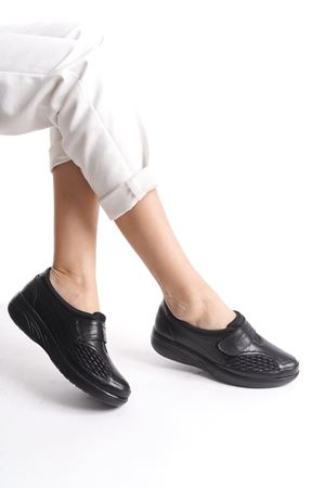 MİYA Hakiki Deri Tam Ortopedik Kemik Çıkıntısına uygun  Siyah Cırtlı   D-1