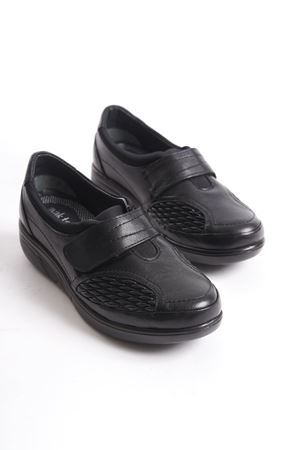 MİYA Hakiki Deri Tam Ortopedik Kemik Çıkıntısına uygun  Siyah Cırtlı   D-1