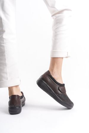 MİYA Hakiki Deri Tam Ortopedik Kemik Çıkıntısına Uygun Kahve Cırtlı  D-1