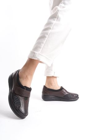 MİYA Hakiki Deri Tam Ortopedik Kemik Çıkıntısına Uygun Kahve Cırtlı  D-1