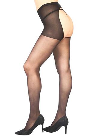 Siyah Özel Bölgesi Açık Fantazi Külotlu Çorap TM1078