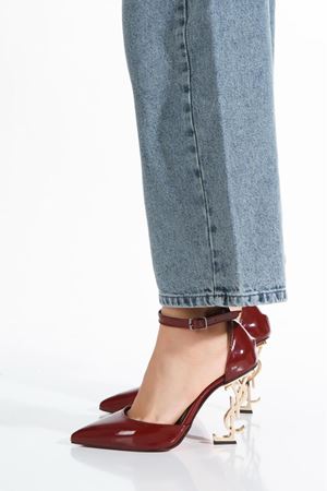 STYLE''S BORDO METAL YÜKSEK  TOPUKLU SİVRİ BURUN  ZARİF STİLETTO