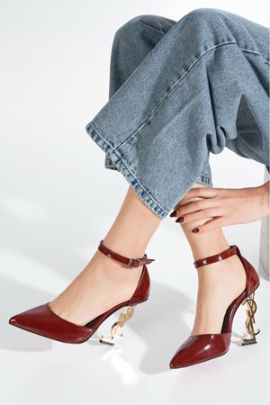 STYLE''S BORDO METAL YÜKSEK  TOPUKLU SİVRİ BURUN  ZARİF STİLETTO