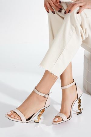 PRINCESS METAL YÜKSEK TOPUKLU BEJ ZARİF ABİYE AYAKKABI