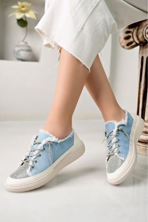 MİYA Rahat Taşlı Bebe Mavi Kot Kadın Sneaker 